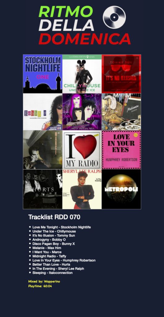 Ritmo Della Domenica 070 - Fantasy Radio Italo Disco station